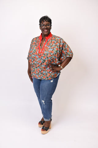Vivid Bloom Floral Blouse