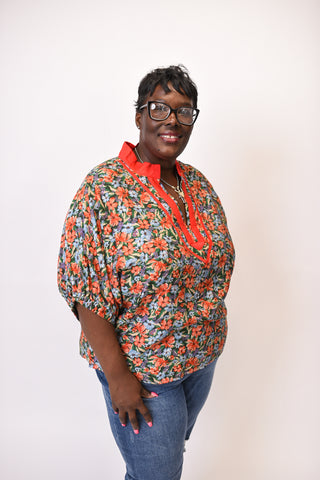 Vivid Bloom Floral Blouse
