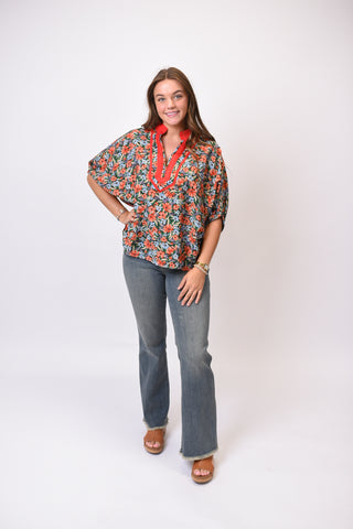 Vivid Bloom Floral Blouse