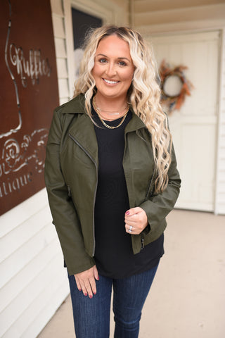 Off Sides Vegan Leather Moto Jacket