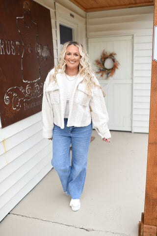 Subtle Stripes Faux Shearling Jacket