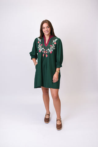 Storybook Floral Mini Dress-GREEN