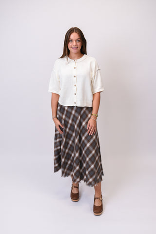 Prairie Check Skirt in Brown