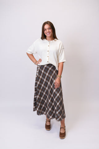 Prairie Check Skirt in Brown