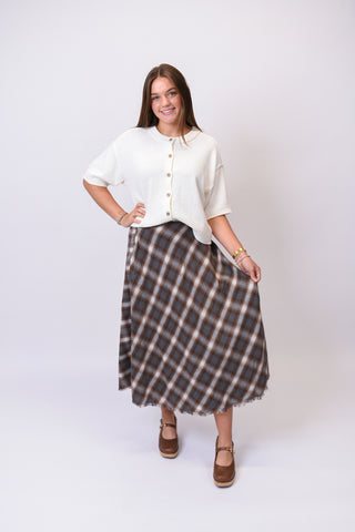 Prairie Check Skirt in Brown
