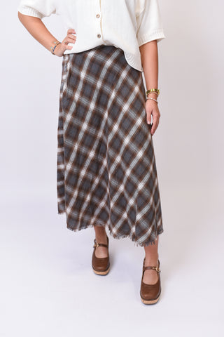 Prairie Check Skirt in Brown