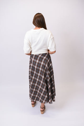 Prairie Check Skirt in Brown