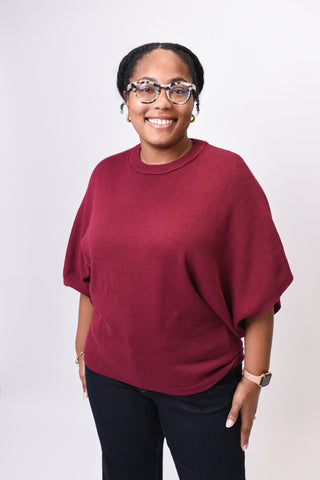 Social Hour Sweater Top - Burgundy