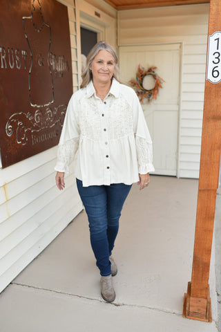 Glitzy Floral Embroidered Shacket