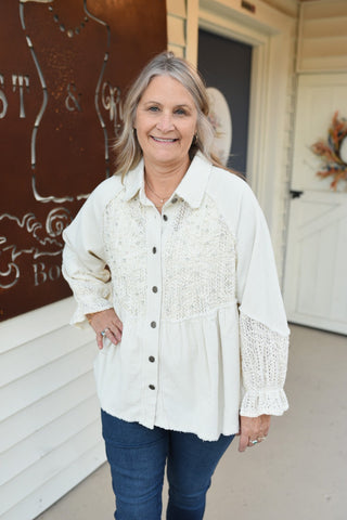 Glitzy Floral Embroidered Shacket