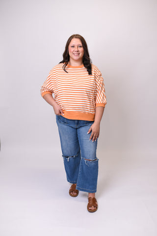 Striped Knit Top in Orange