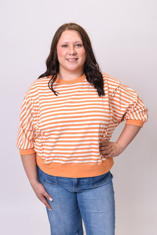 Striped Knit Top in Orange