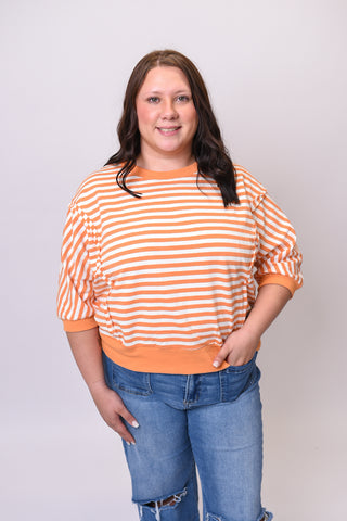 Striped Knit Top in Orange