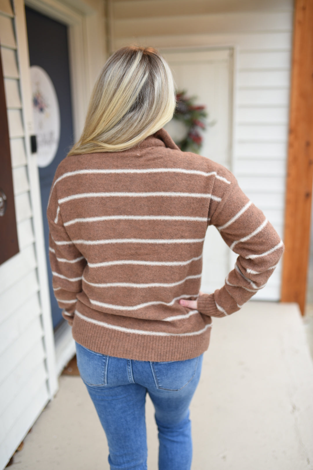 You Can Fly Striped Button Sweater