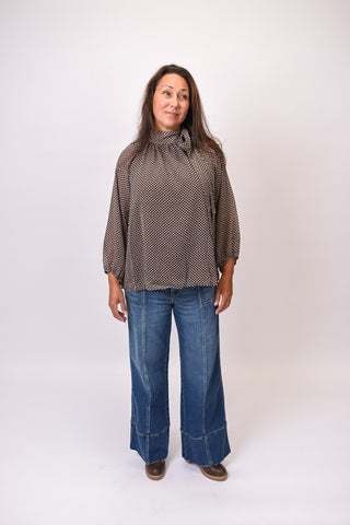 Uptown Geo Blouse in Brown
