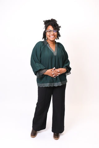 Velvet Hour Blouse in Green