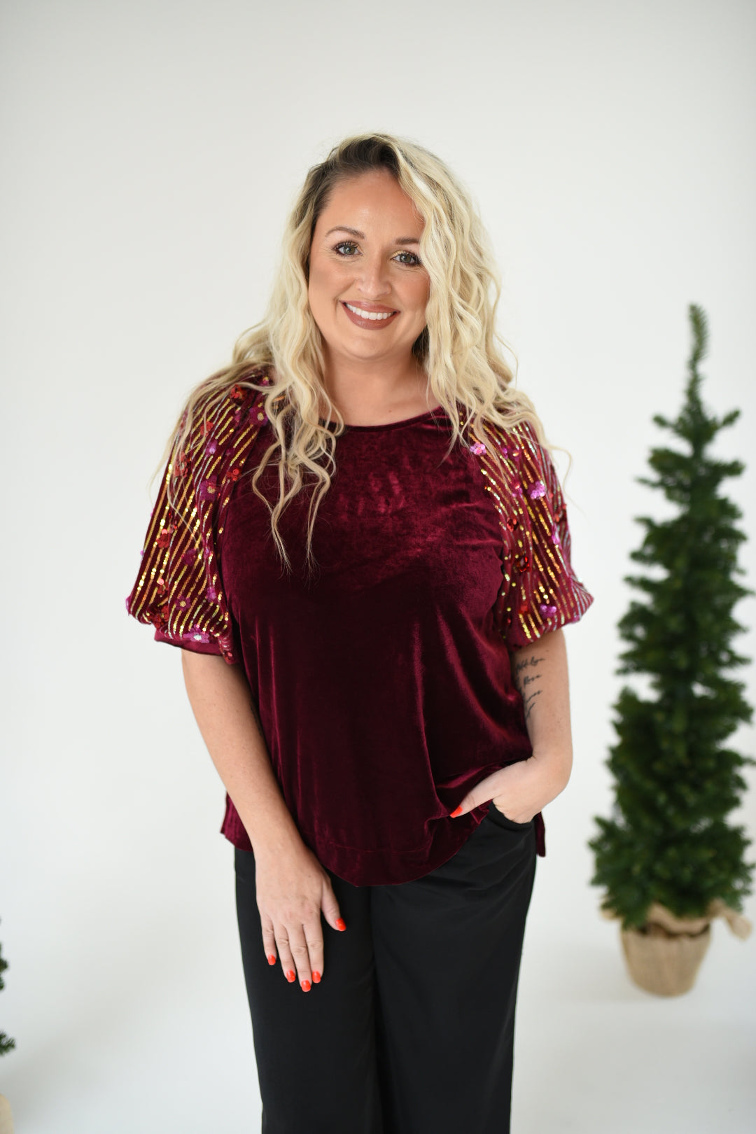 Sparkle Party Velvet Sequin Top