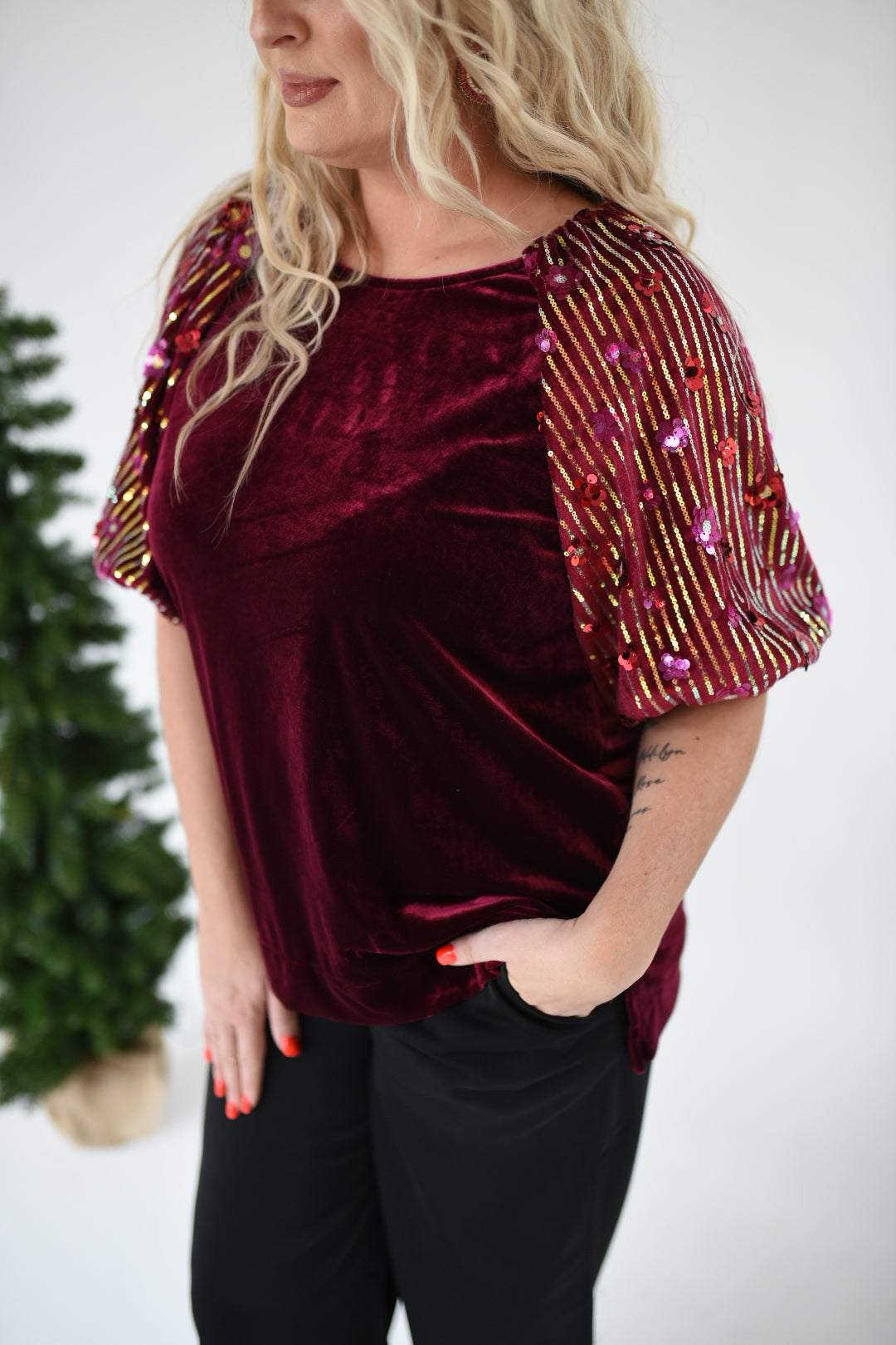 Sparkle Party Velvet Sequin Top