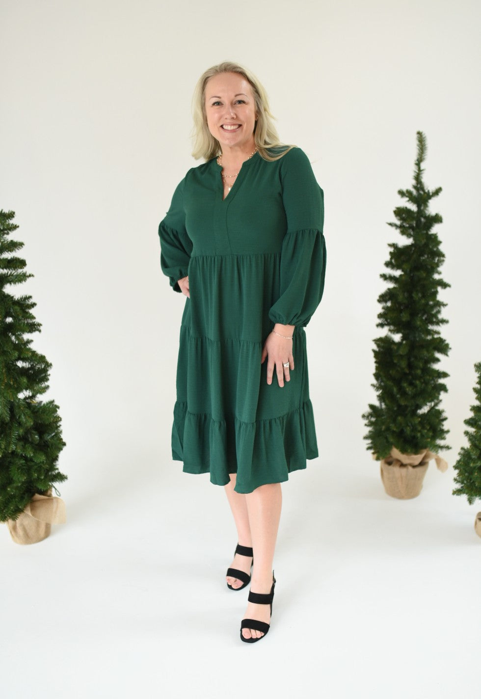 Verdant Living Tiered Midi Dress