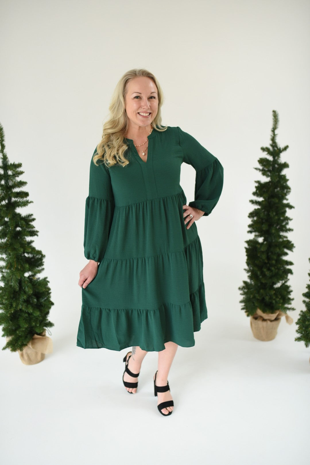 Verdant Living Tiered Midi Dress