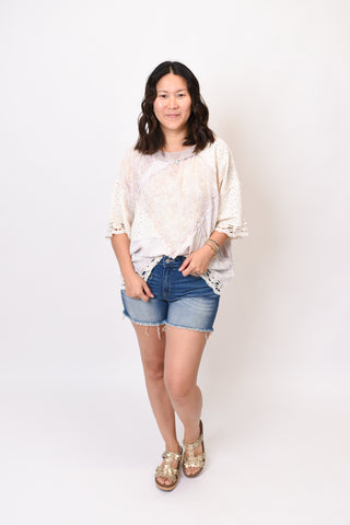 Oli & Hali Vintage Lilac Mixed Media Top