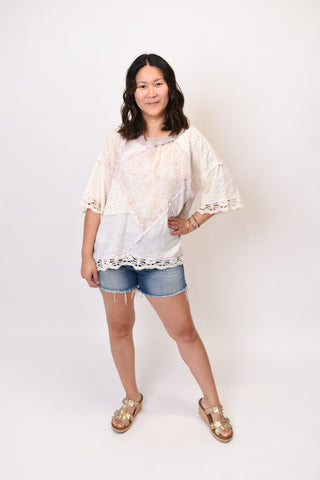 Oli & Hali Vintage Lilac Mixed Media Top