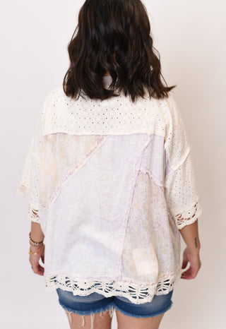Oli & Hali Vintage Lilac Mixed Media Top