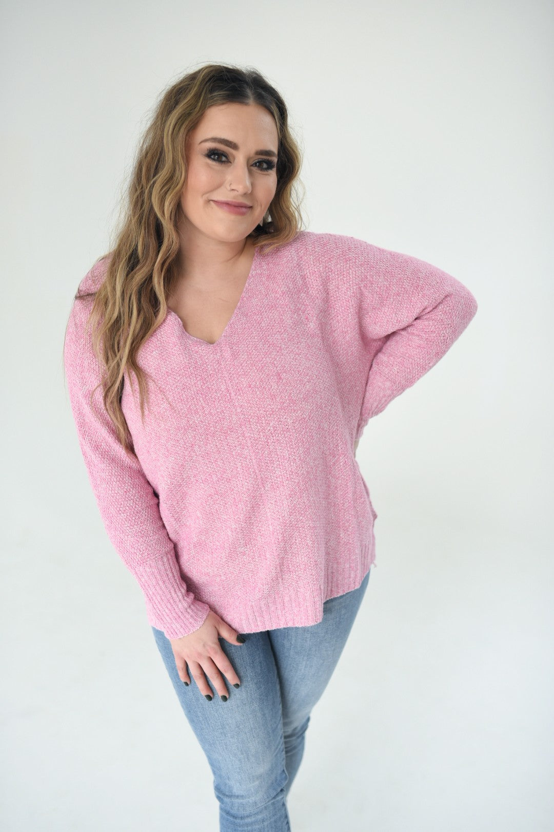 Marble Delight Sweater in Pink Camellia