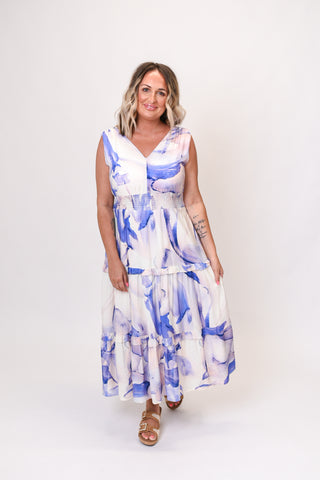 Watercolor Waltz Midi Dress