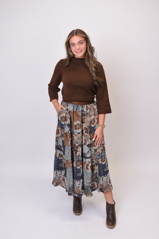 Winding Roads Midi Skirt