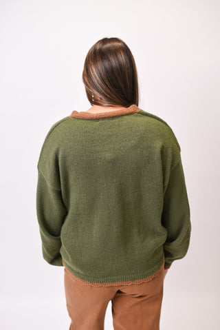 Pinecone Meadow Embroidered Cardigan in Forest Green