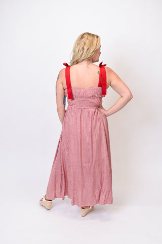 Checkmate Darling Midi Dress in Red