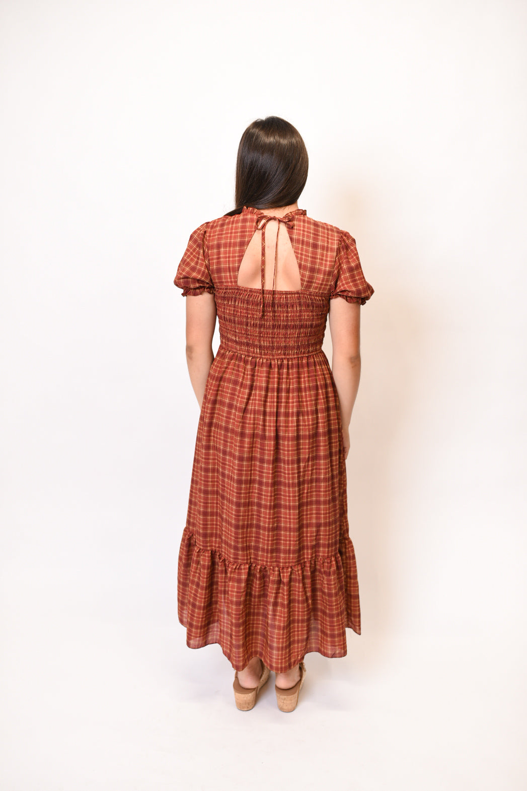 Crimson Whim Plaid Midi Dress