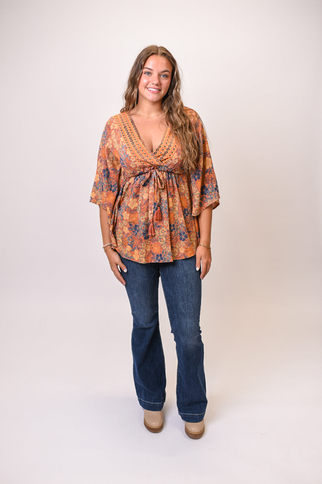 Floral Flame Kaftan Top