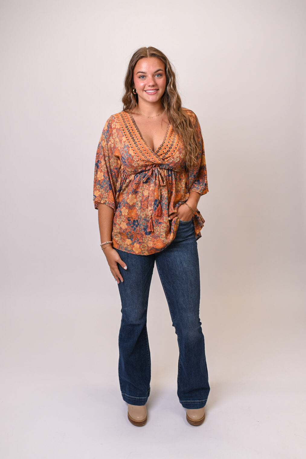 Floral Flame Kaftan Top