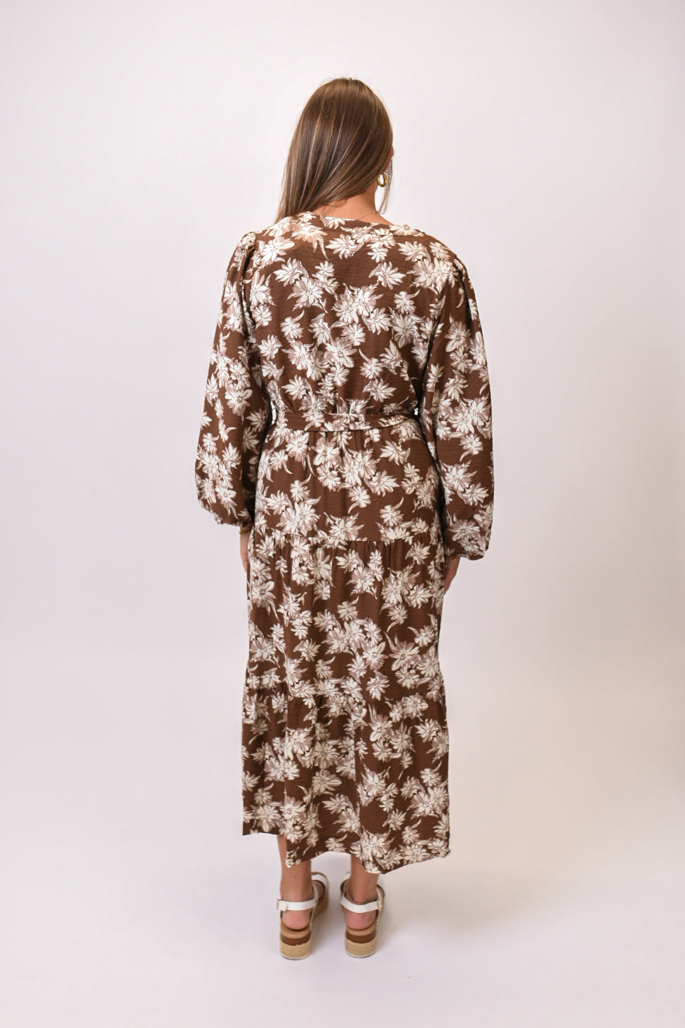 Cinnamon Stroll Midi Dress in Brown