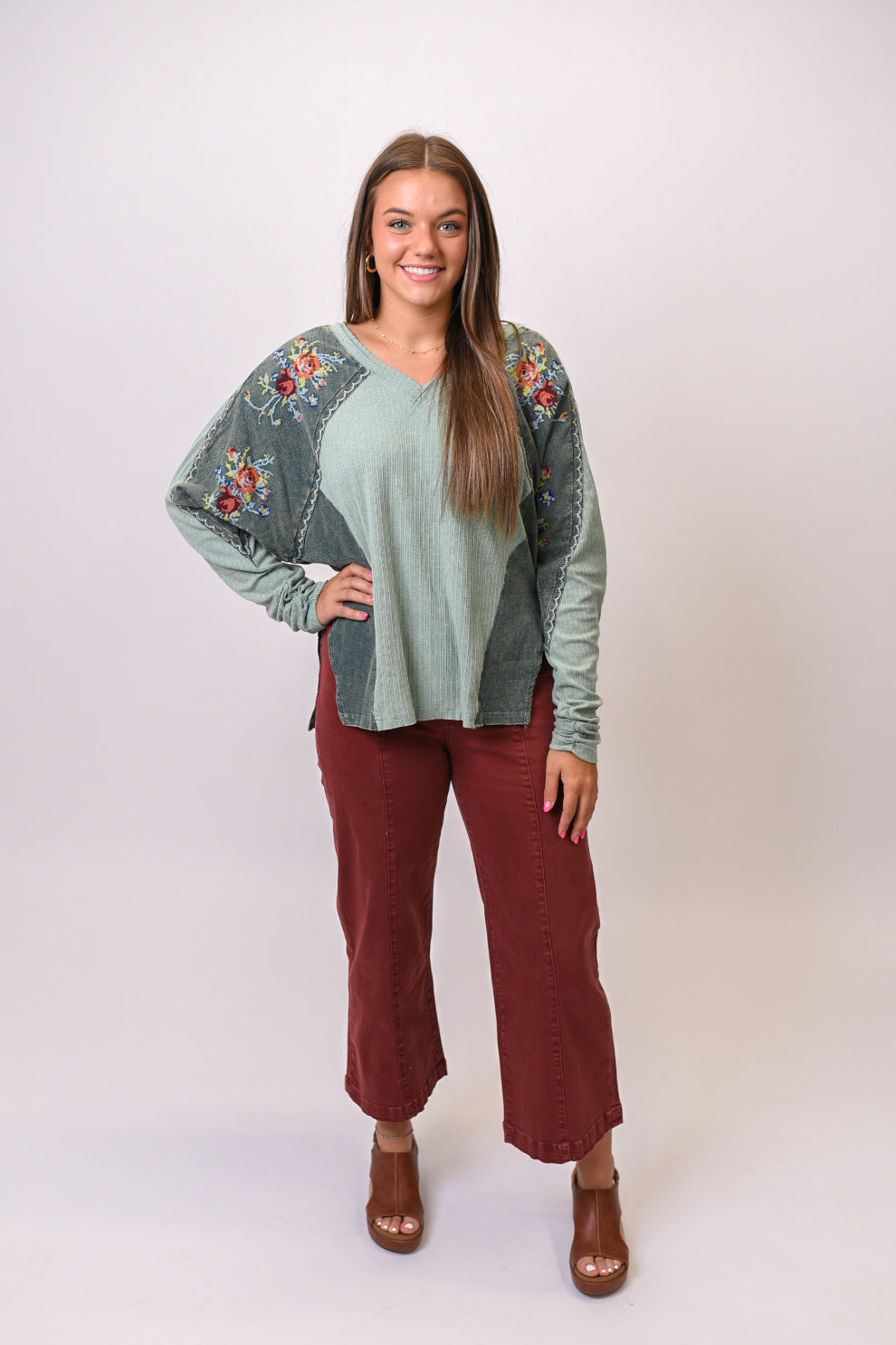 Oli & Hali Vintage Vibes Embroidered Top