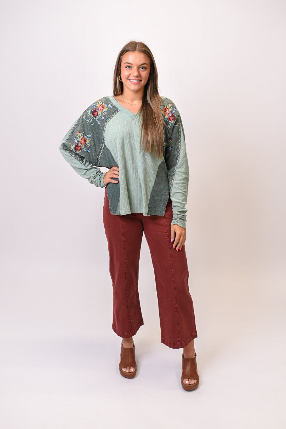 Oli & Hali Vintage Vibes Embroidered Top