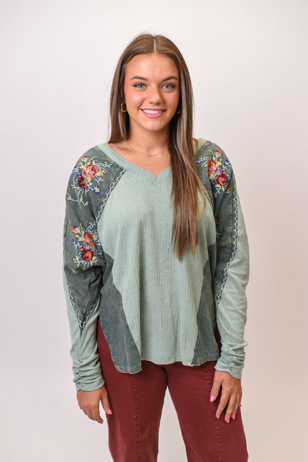 Oli & Hali Vintage Vibes Embroidered Top