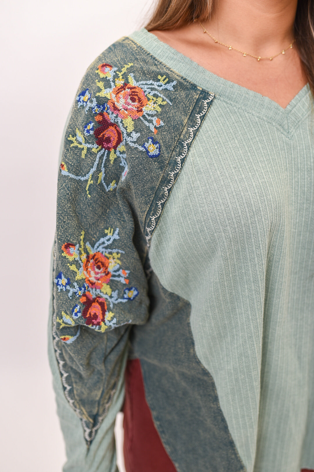 Oli & Hali Vintage Vibes Embroidered Top