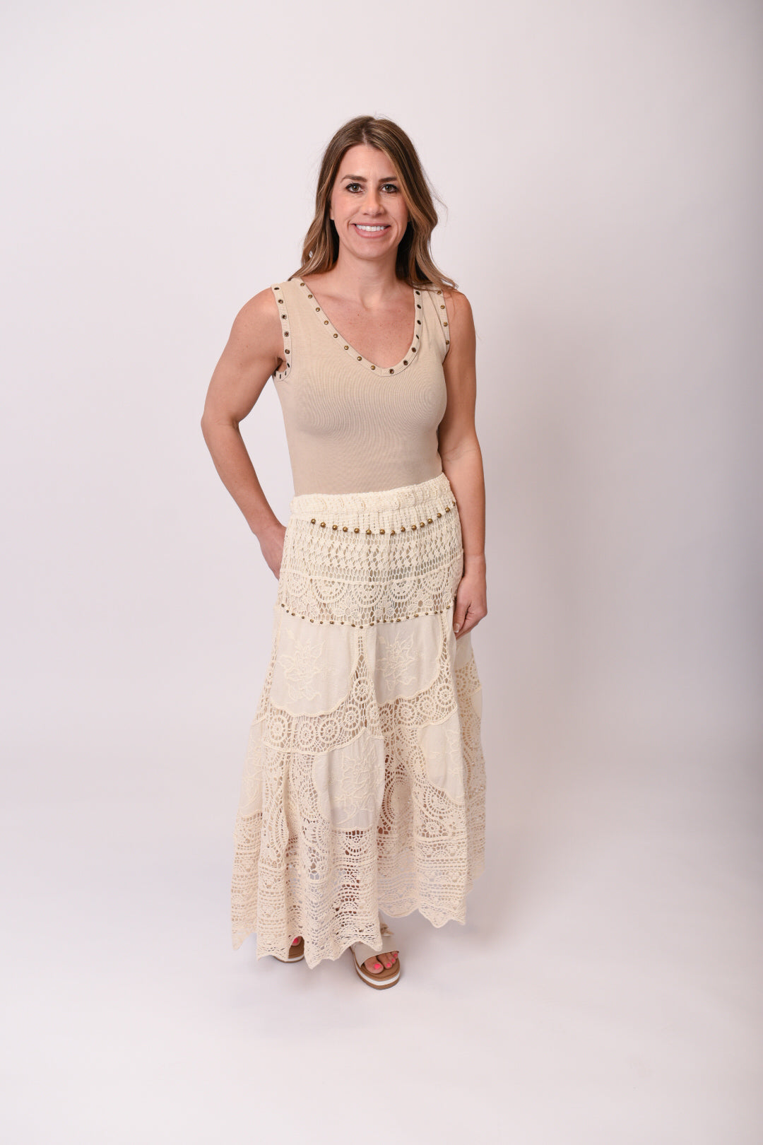 Sandy Shore Crochet Midi Skirt