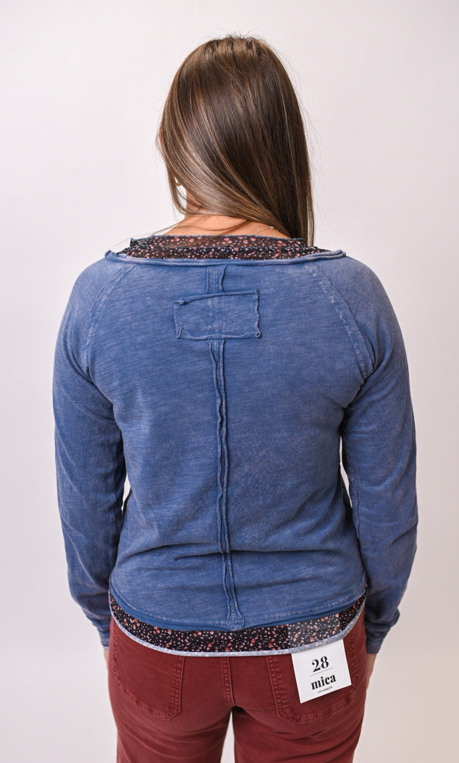 Oli & Hali Double the Fun Mesh Top in Blue