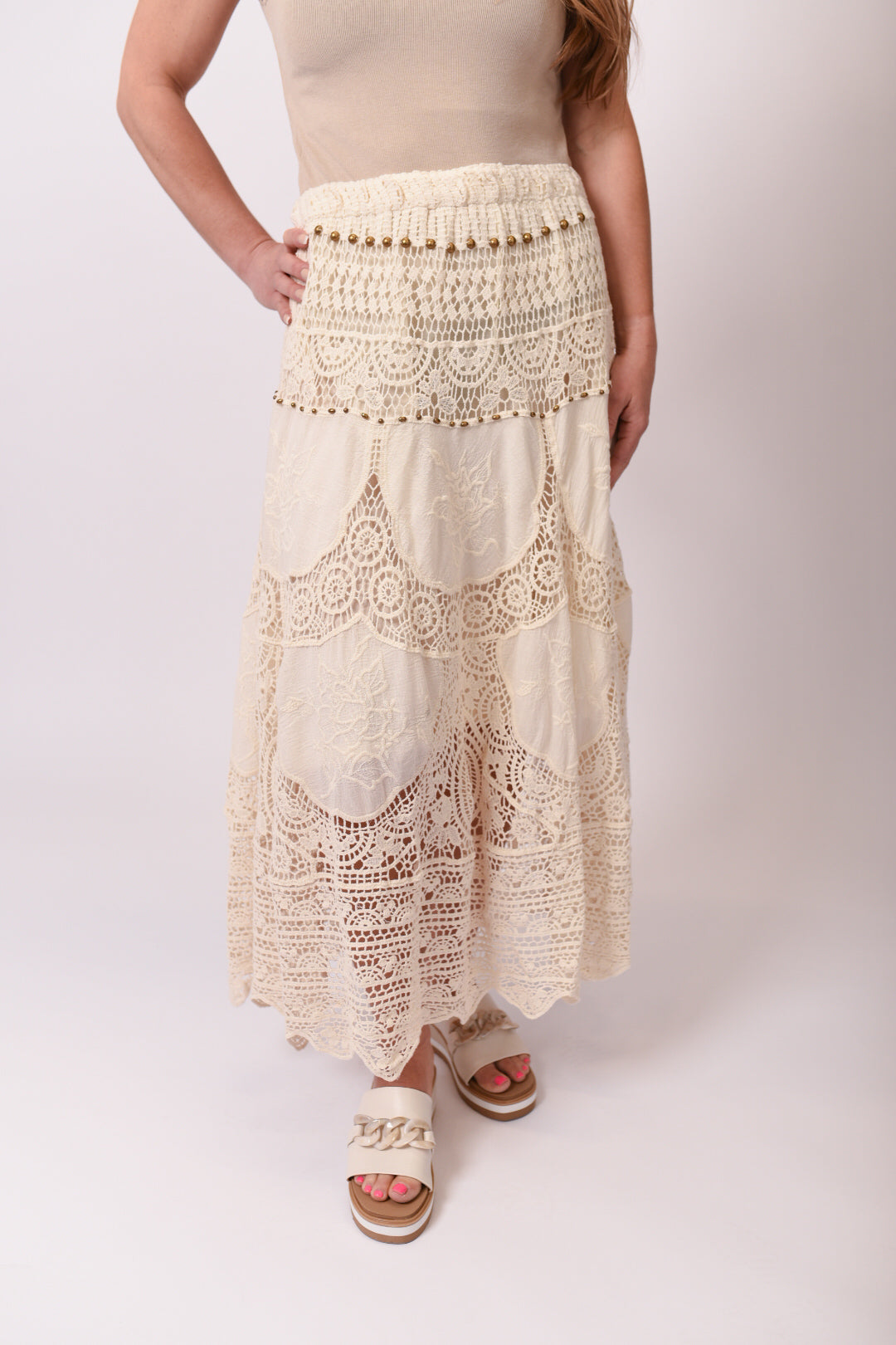 Sandy Shore Crochet Midi Skirt