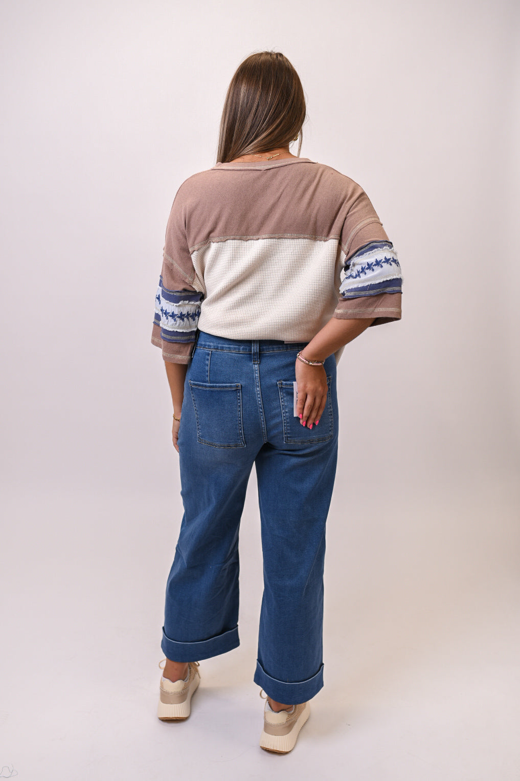 Kris Cuffed Wide Leg Vervet Jeans