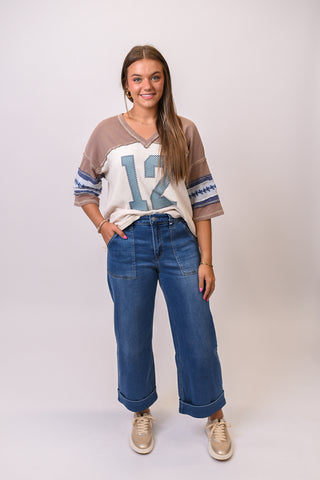 Kris Cuffed Wide Leg Vervet Jeans