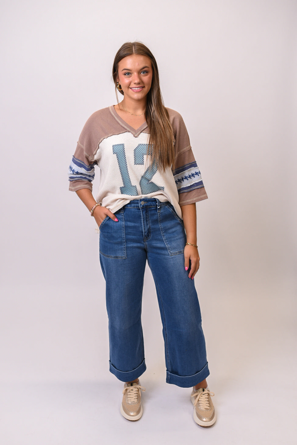 Kris Cuffed Wide Leg Vervet Jeans