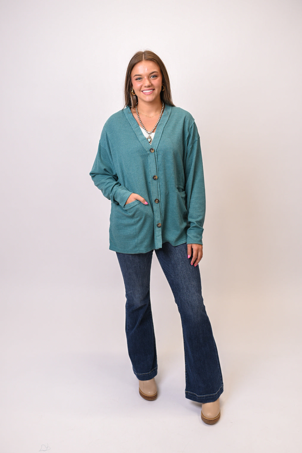 Rustic Morning Waffle Knit Cardigan