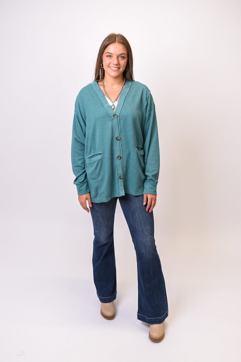 Rustic Morning Waffle Knit Cardigan