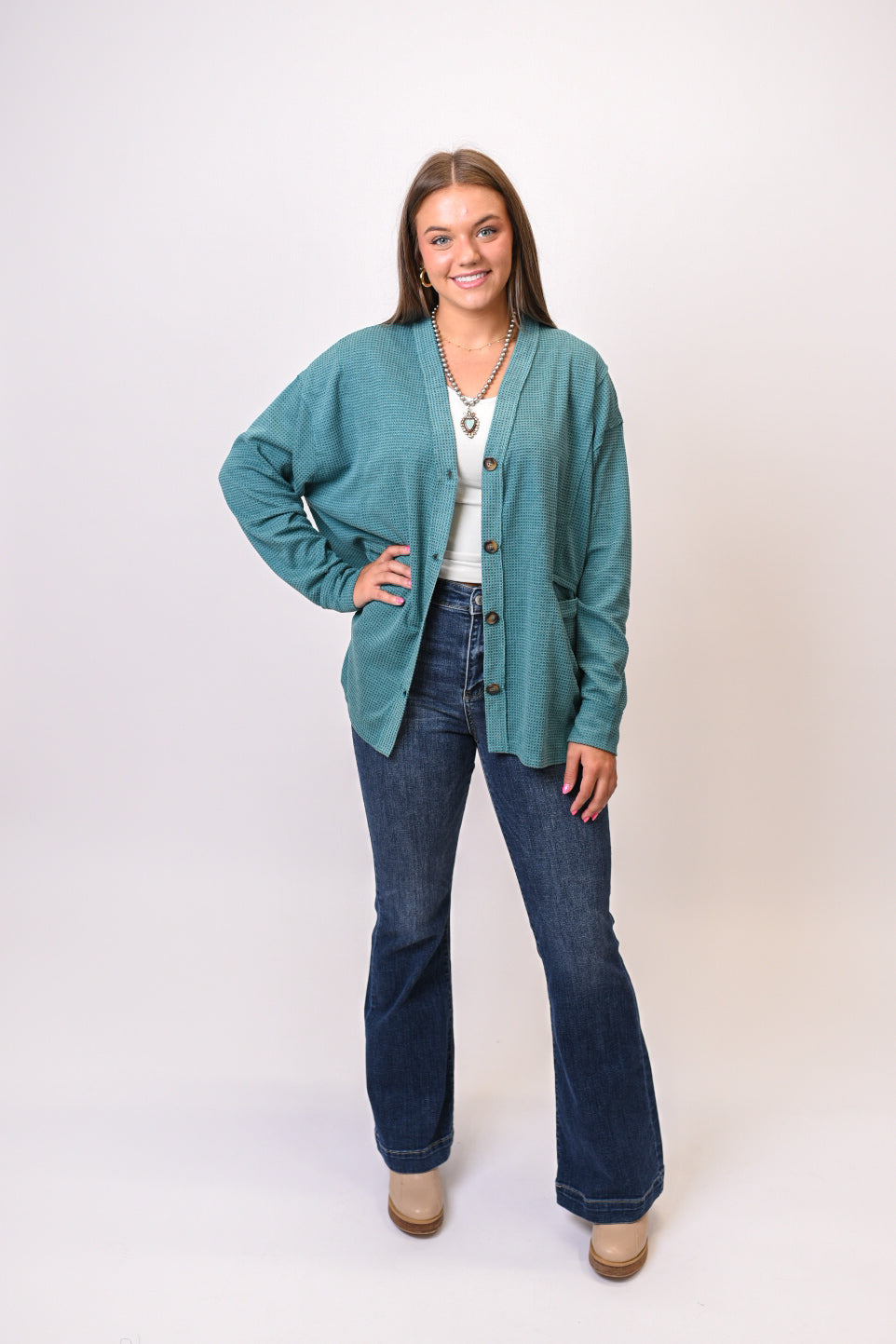 Rustic Morning Waffle Knit Cardigan