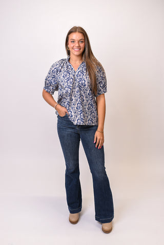 Starry Night Blooms Blouse in Midnight